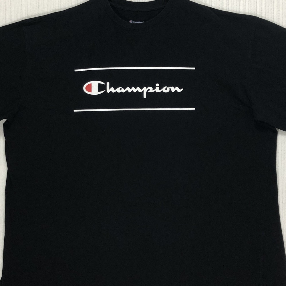 Champion Mens 4XLT Black Graphic Logo T-Shirt Short Sleeve Cotton Big and Tall - Picture 1 of 8